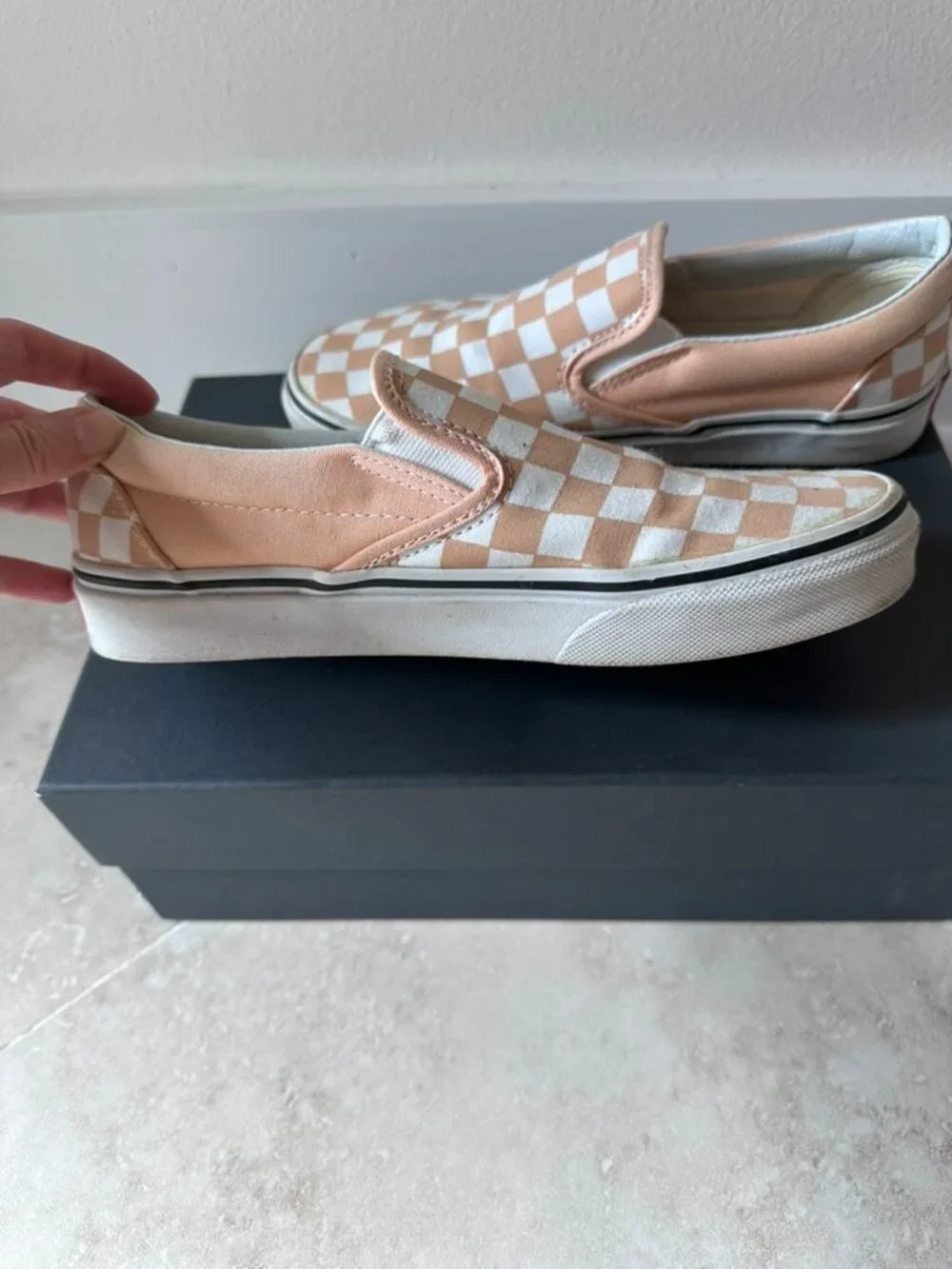 Vans Classic Slip-On Checkerboard Peach Womens